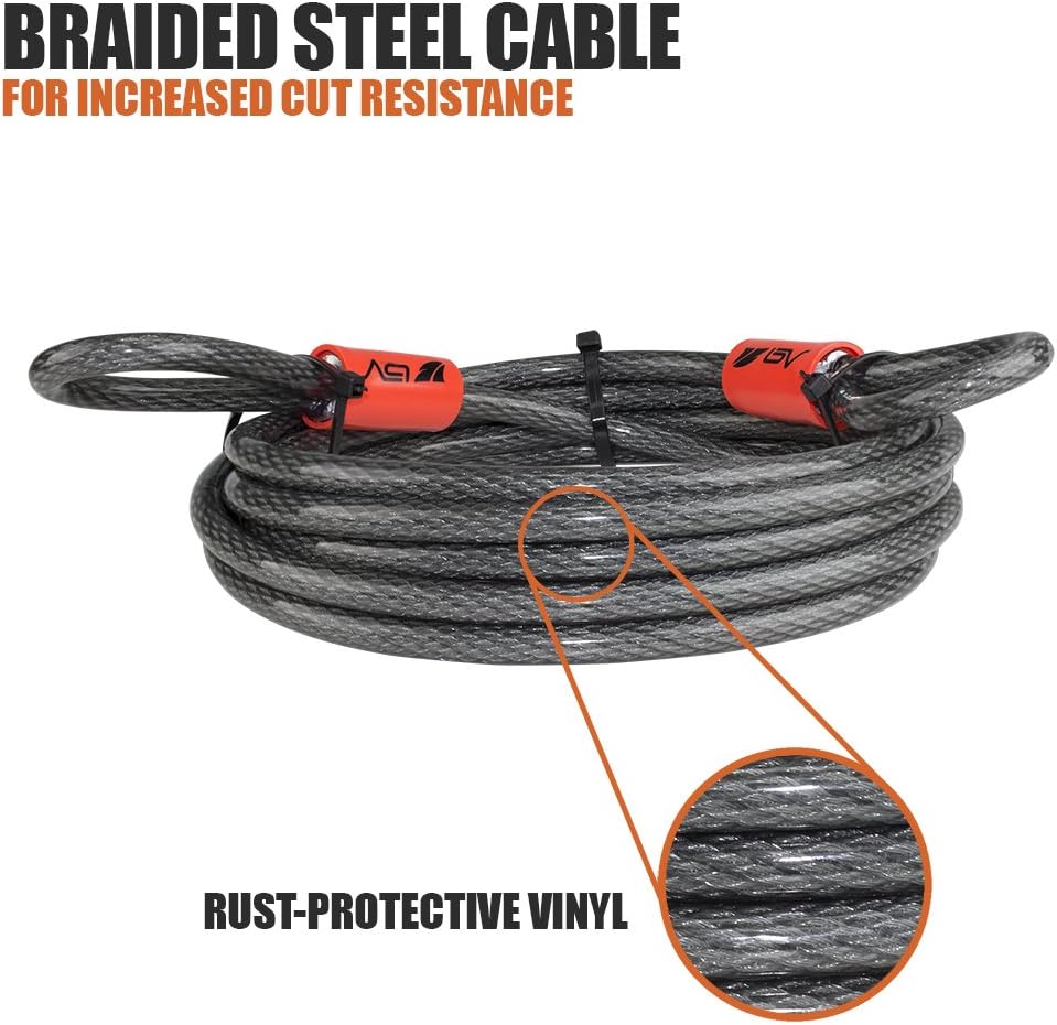 30FT Braided Steel Security Cable with Loops 3/8 Inch Set of 2 A288