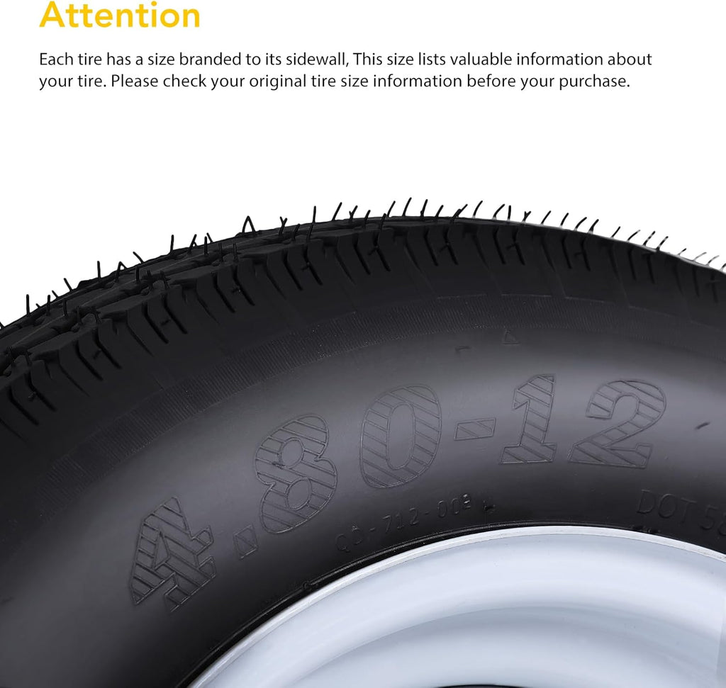 4.80x12 Trailer Tires and Wheels 2 Pcs L82322