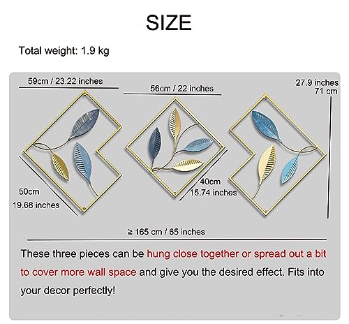 Set of 3 Metal Wall Art Decor (blue+gold) W5813