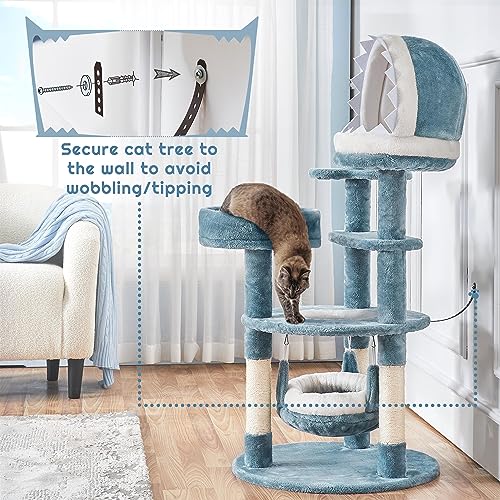 Ocean-Themed Cat Tree Multi-Level Cat Tower Plush Cat Furniture Q505570