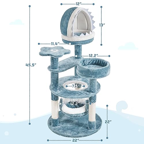 Ocean-Themed Cat Tree Multi-Level Cat Tower Plush Cat Furniture Q505570