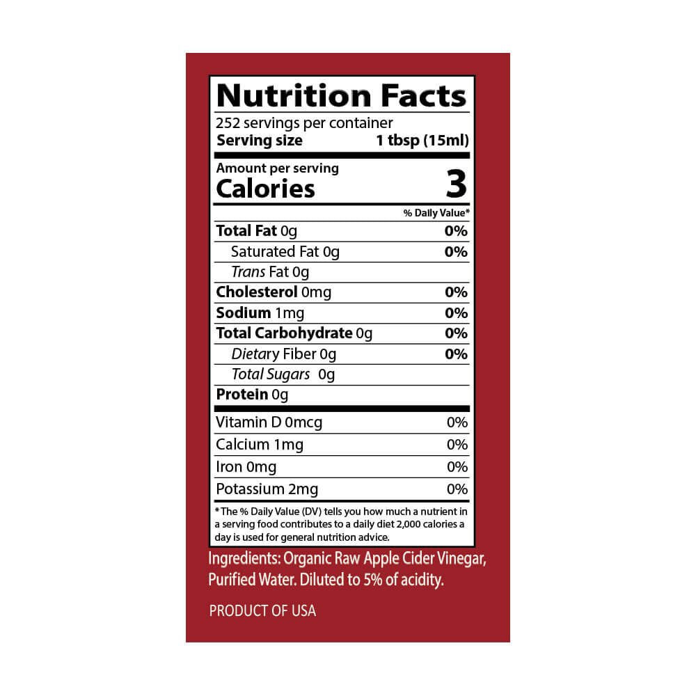 Organic Apple Cider Vinegar With Mother, Raw, Unfiltered, 128 Fluid Ounce X241
