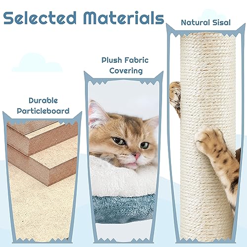 Ocean-Themed Cat Tree Multi-Level Cat Tower Plush Cat Furniture Q505570