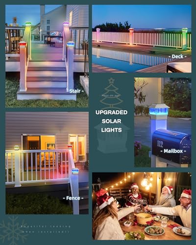 50 Lumen Solar Post Lights, 3 Modes, 4x4 3.5x3.5 4.5x4.5 5.5x5.5, LED, Waterproof, Black, 1 Pack M906266