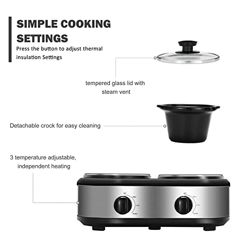 2 X 1.25QT Mini Slow Cooker with Adjustable Temp G948