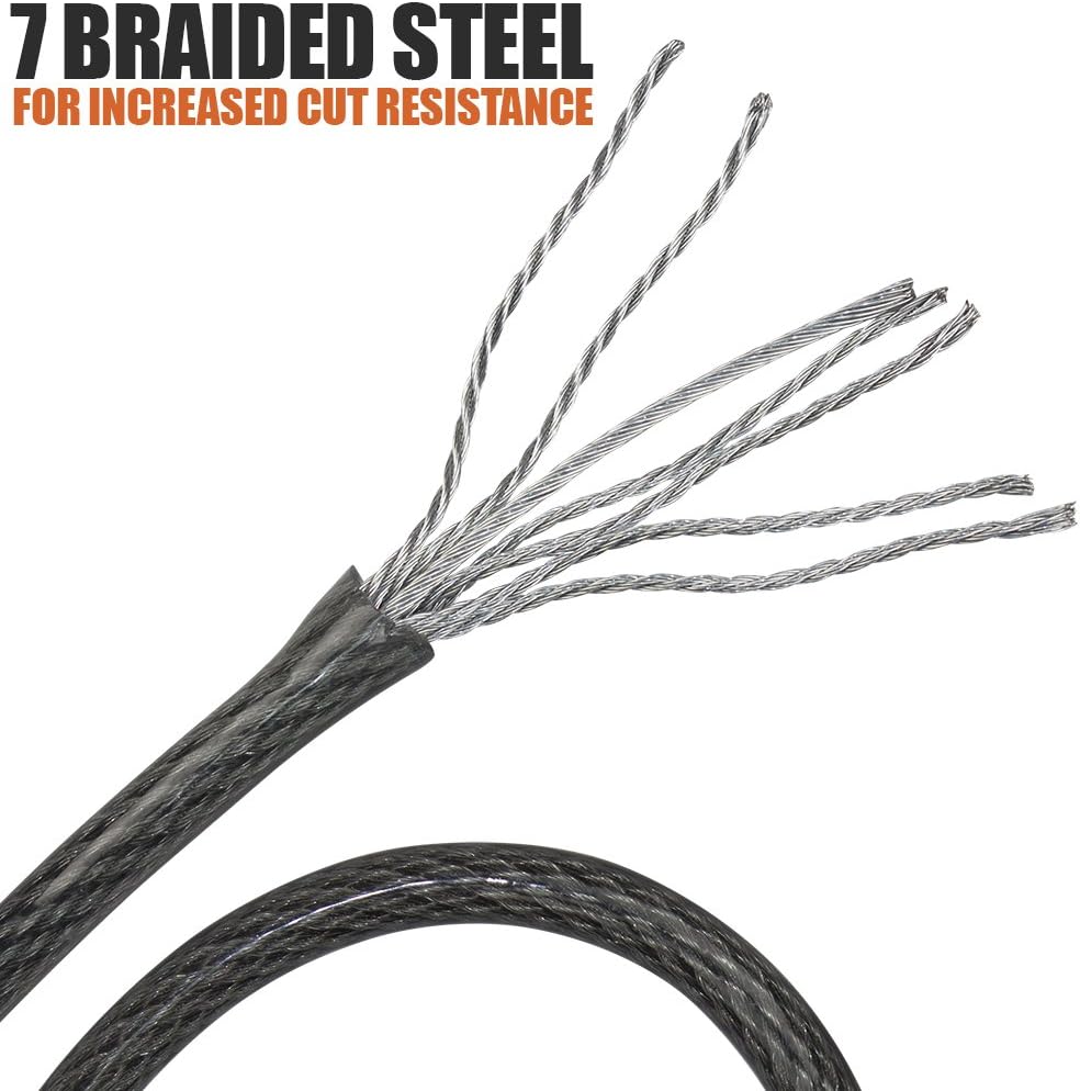 30FT Braided Steel Security Cable with Loops 3/8 Inch Set of 2 A288