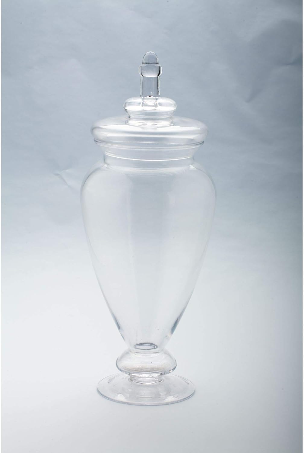 Hand-Blown Glass Jar with Finial Lid - 17.5” - Clear C793432