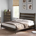 Dark Brown Solid Wood King Bed Frame with Slatted Headboard M185366