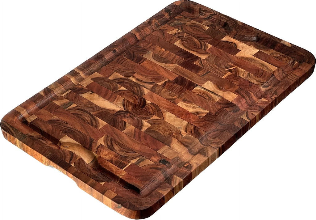 Organic End-Grain Hardwood Acacia Cutting Board with Juice Groove, 24 x 16 x 1 F2638