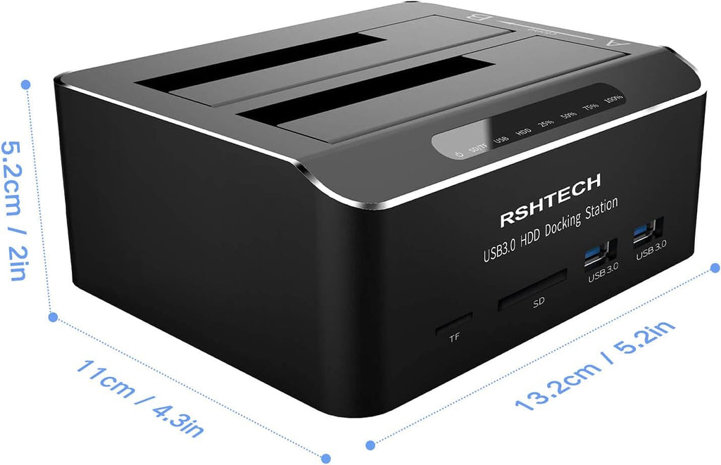 USB 3.0 Aluminum Dual Bay Hard Drive Docking Station B876