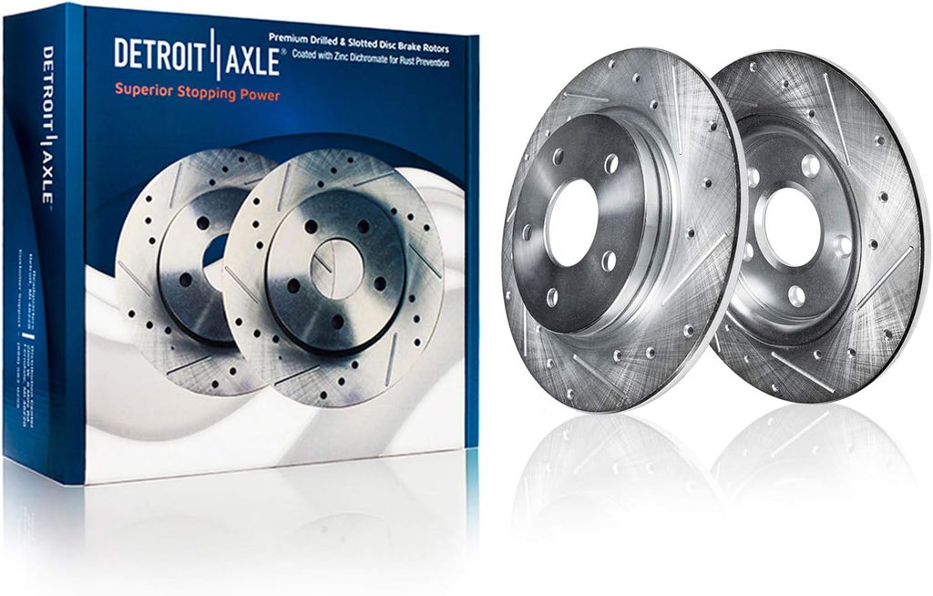 Front Rear Drilled & Slotted Brake Rotors Ceramic Pads with Hardware X625592