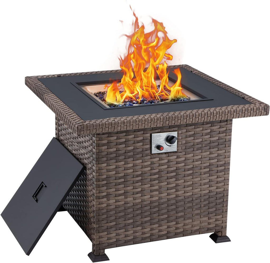 50in 50000BTU Propane Fire Pit Table with Cover and Blue Fire Glass J51815