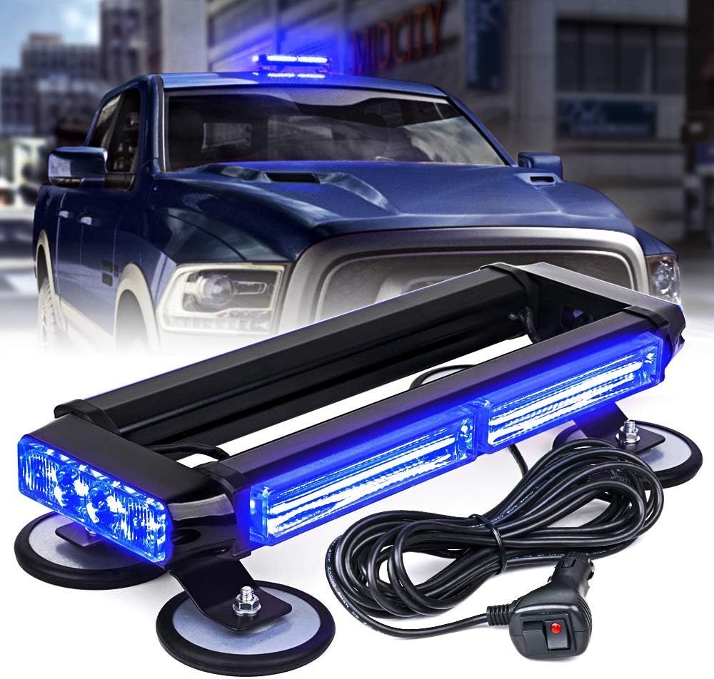 Blue COB LED Strobe Light Bar with Magnetic Base, Pack of 2 M9774