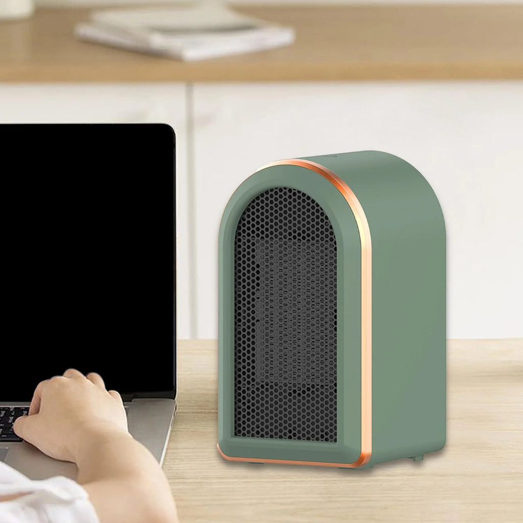Green Mini Heater Fan with Tip Over Protection H2181