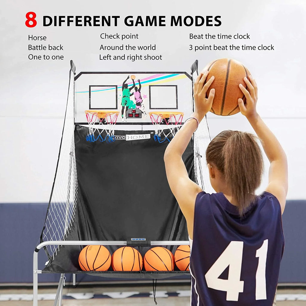 Foldable Arcade Basketball Game with 4 Balls and LED Scoring System P639320
