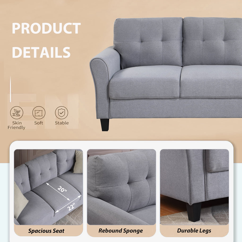 58" Gray Upholstered 2 Seater Sofa Y92845