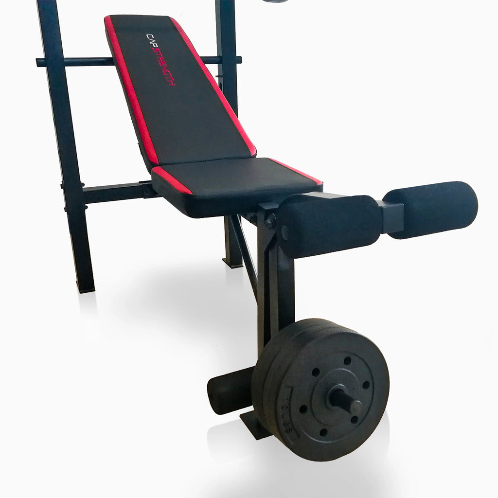 Adjustable Weight Bench with Rack and 90 lb Vinyl Weight Set X962