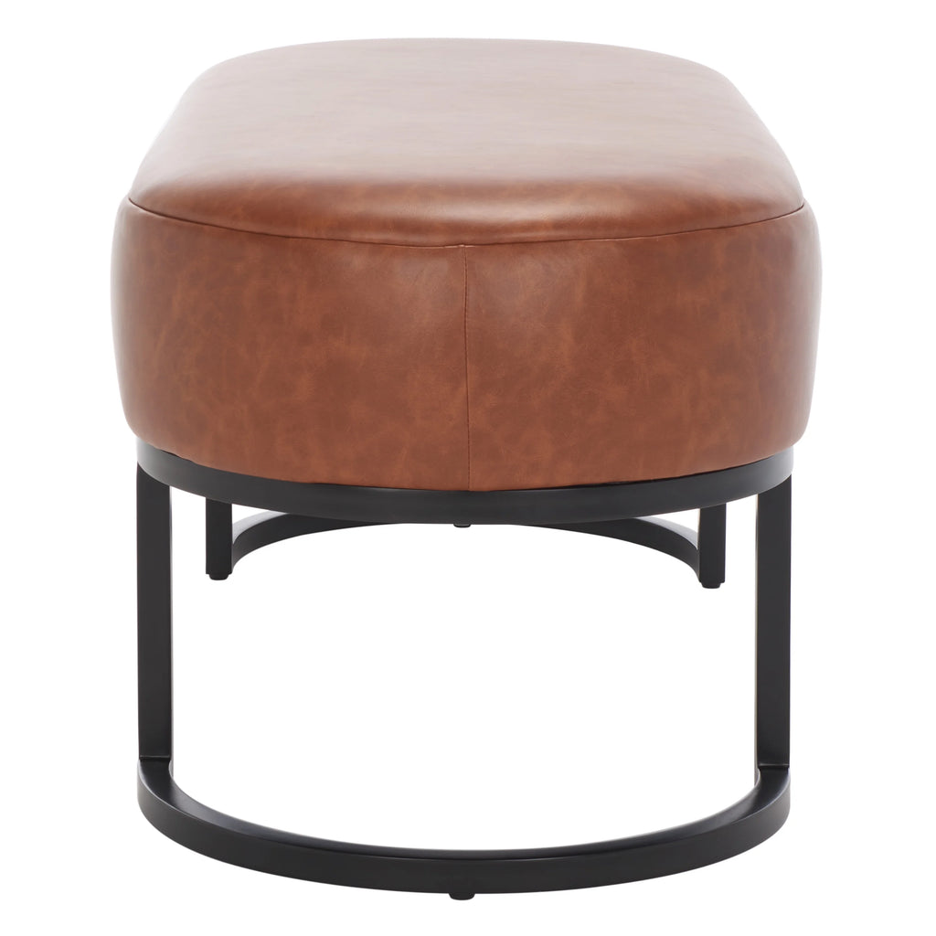 Cognac Leather Oval Bench H74313