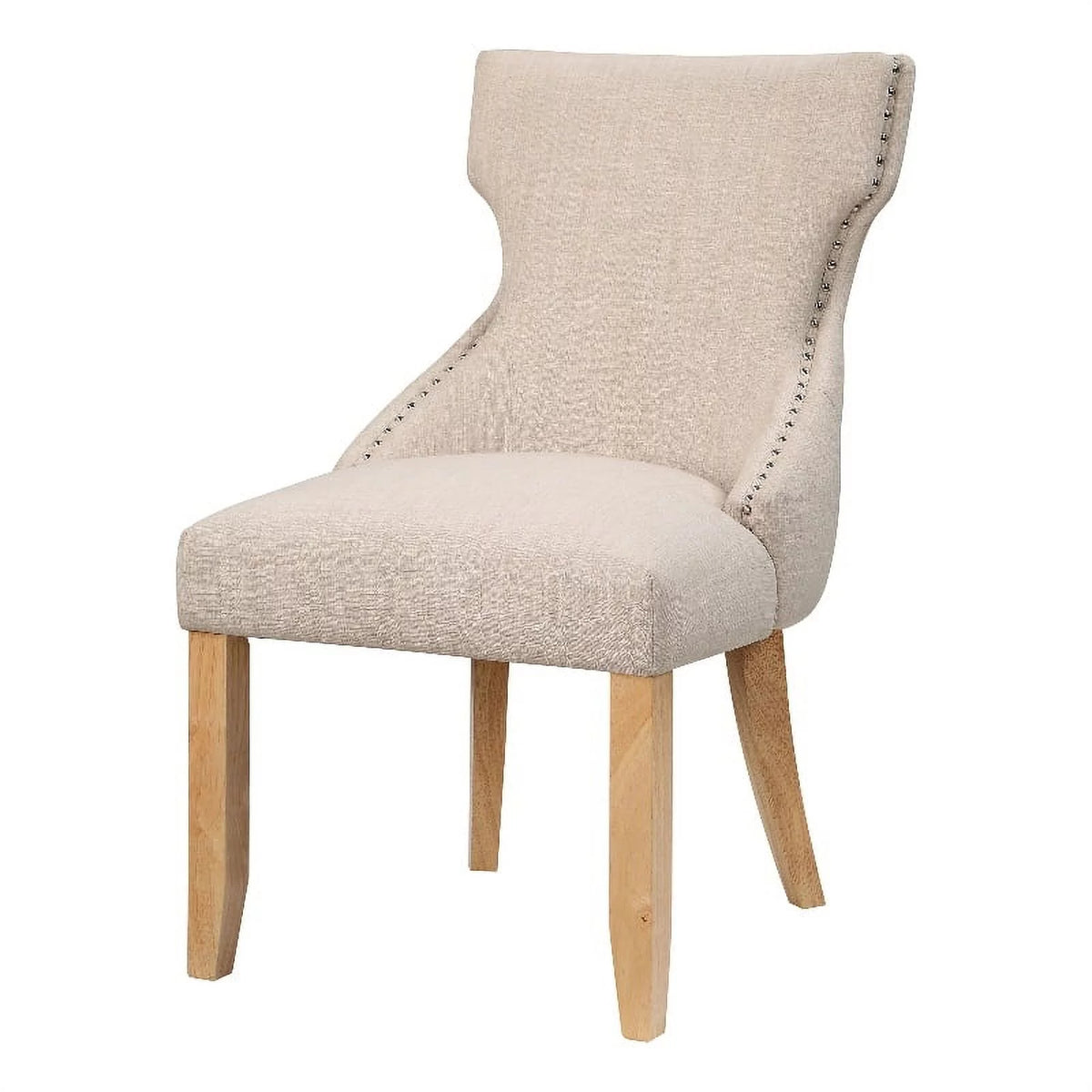 Ivory Fabric Wing-Back Side Chair Set of 2 G301253