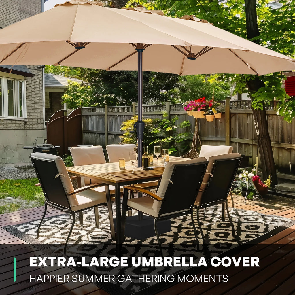 13ft Double Sided Patio Umbrella with Base S3486