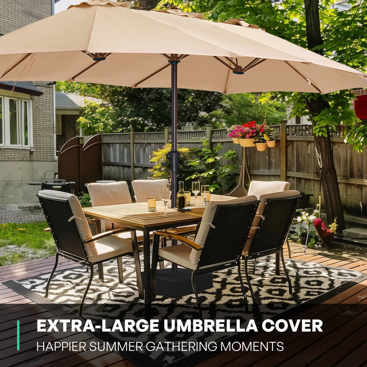 13ft Double Sided Patio Umbrella with Base S3486