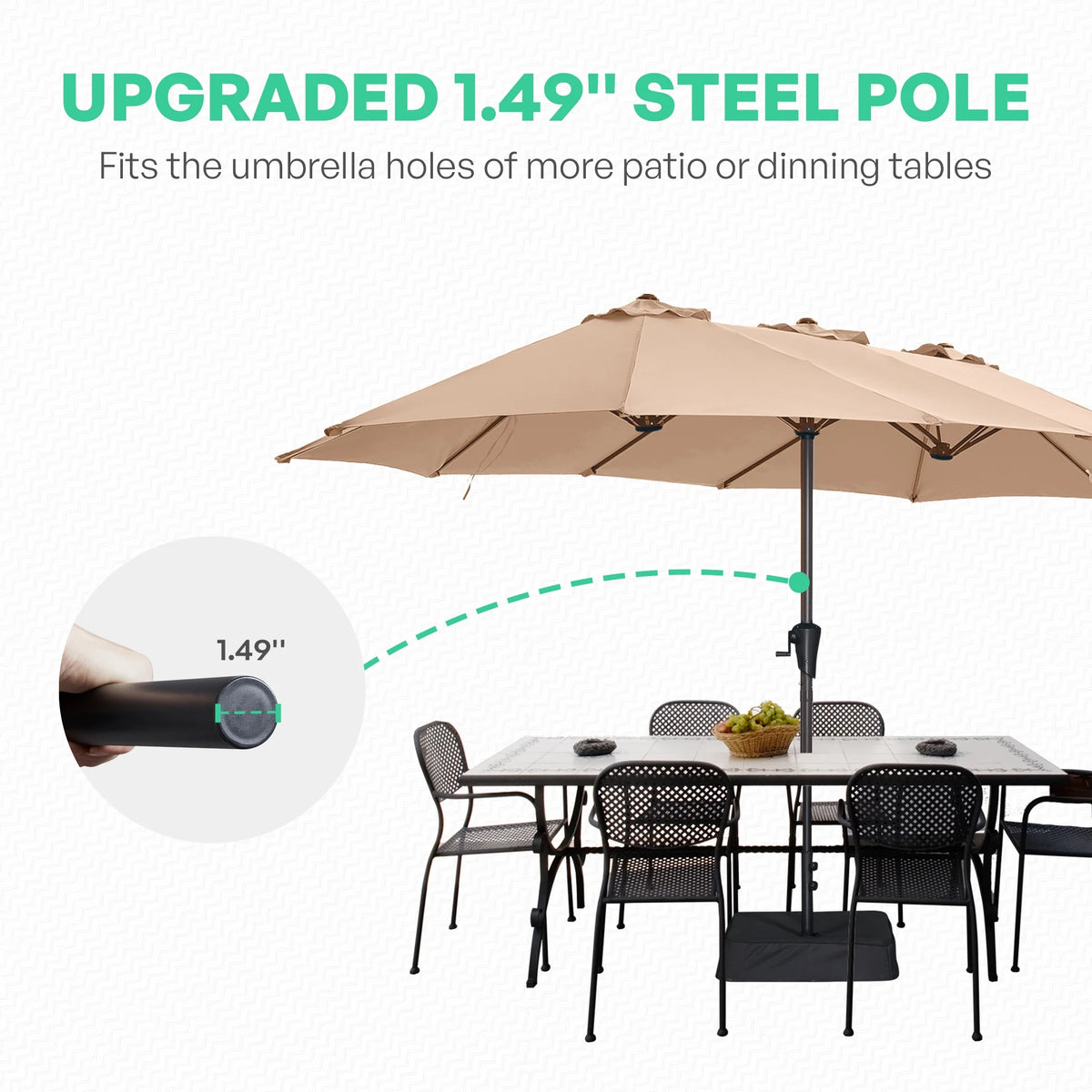 13ft Double Sided Patio Umbrella with Base S3486