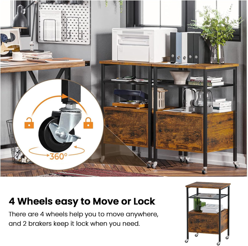 4-Tier Rolling Printer Cart with Storage Shelves K72849