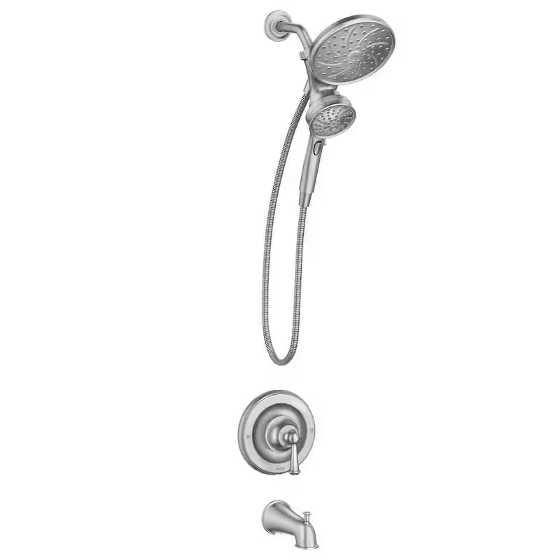 Single Handle 6-Spray Tub Shower Faucet with Rainshower Brushed Nickel B314760