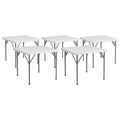 Square Granite White Plastic Folding Table Set of 5 H9234