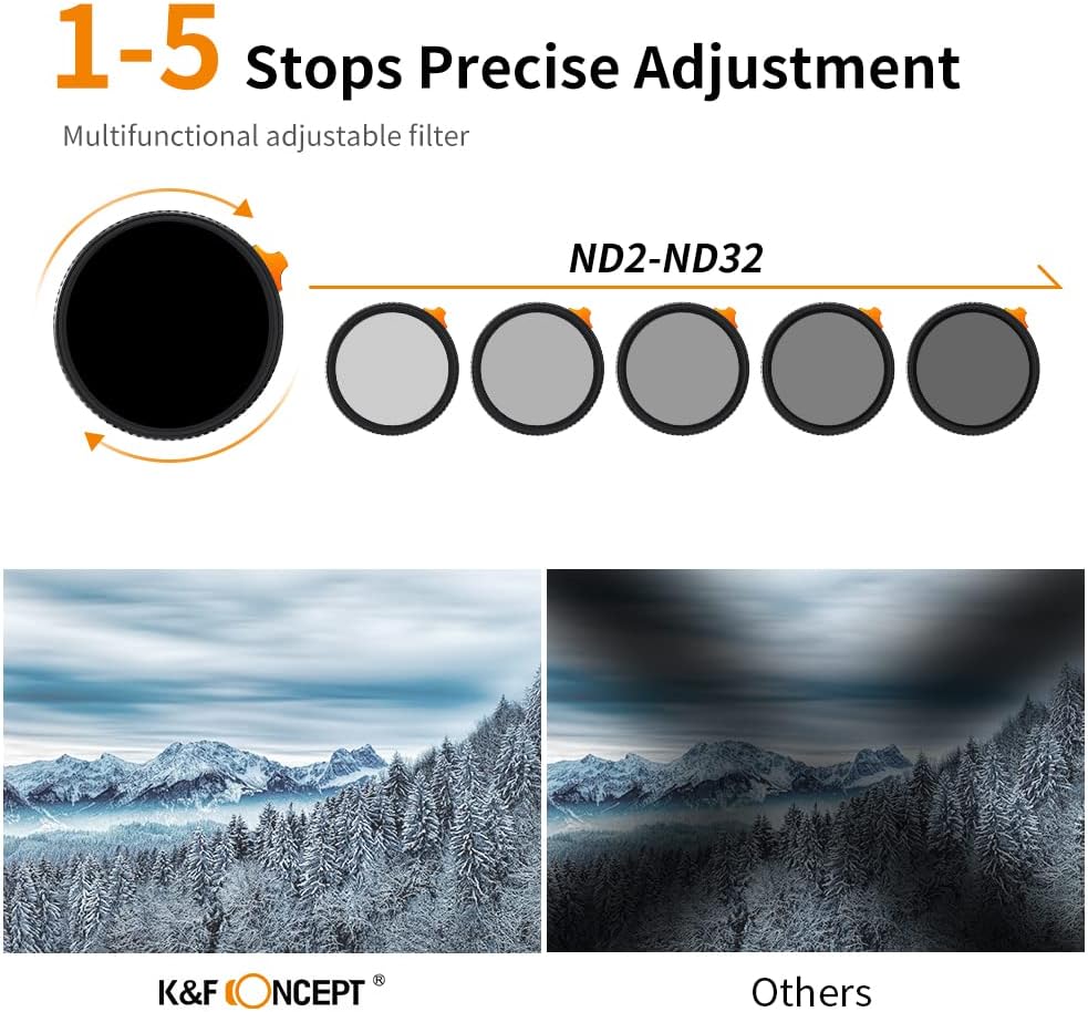 67mm Black Diffusion 1/4 Variable ND2-ND32 ND Filter 2-in-1 A46016