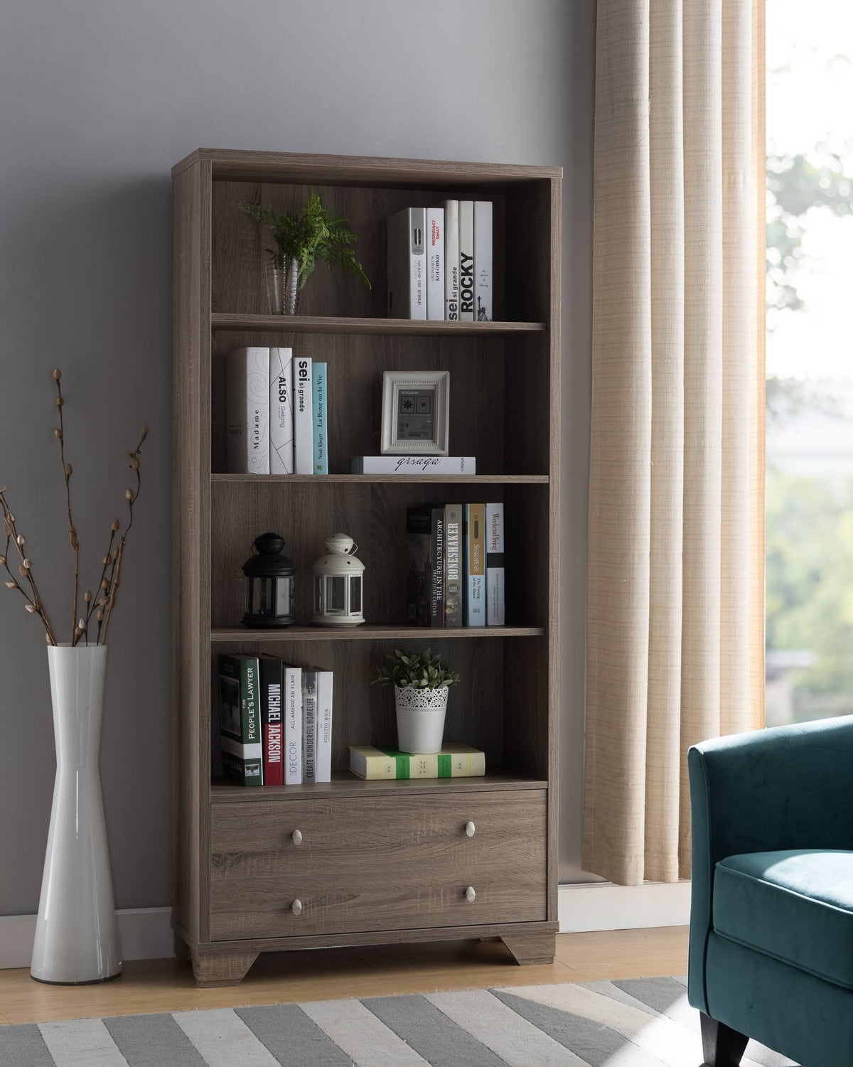 Dark Taupe Brown Wooden Display Cabinet S6389