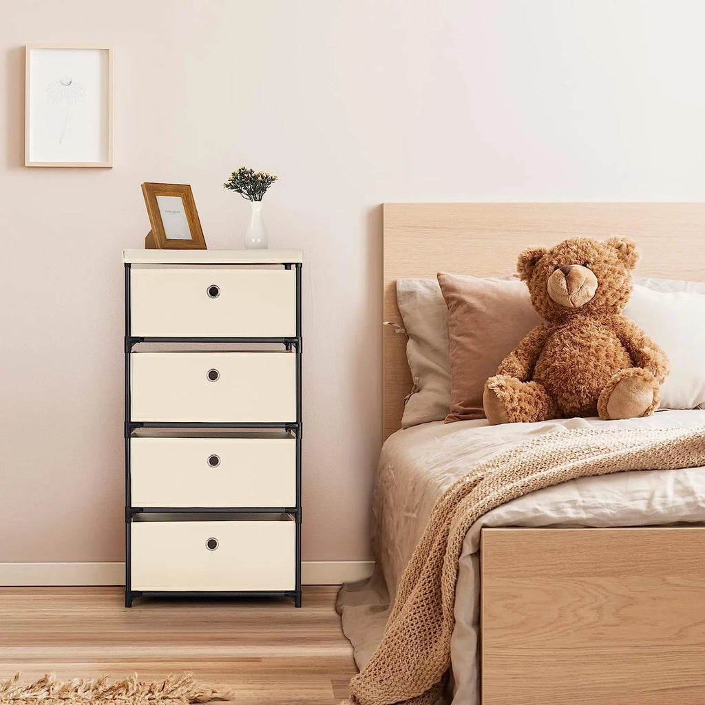 White 4 Drawer Fabric Storage Dresser X88609