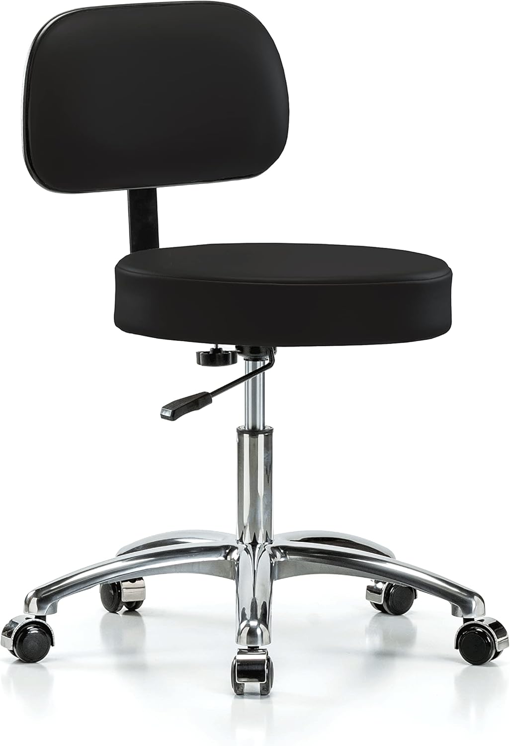 Chrome Rolling Exam Stool with Back, Adobe White Vinyl K688087