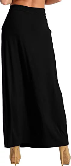 Relaxed Drawstring Waist Maxi Skirt with Side Pockets B436623