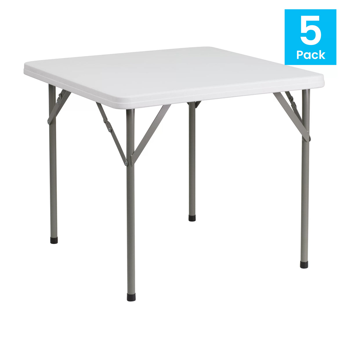 Square Granite White Plastic Folding Table Set of 5 H9234