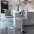 Gray Velvet Swivel Bar Stools Set of 2 with Backs G24514