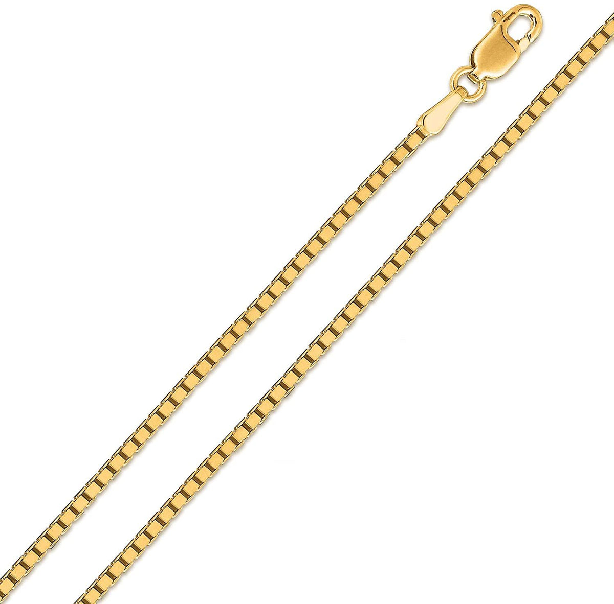 14K Yellow Gold 1mm Box Pendant Chain Necklace B4120