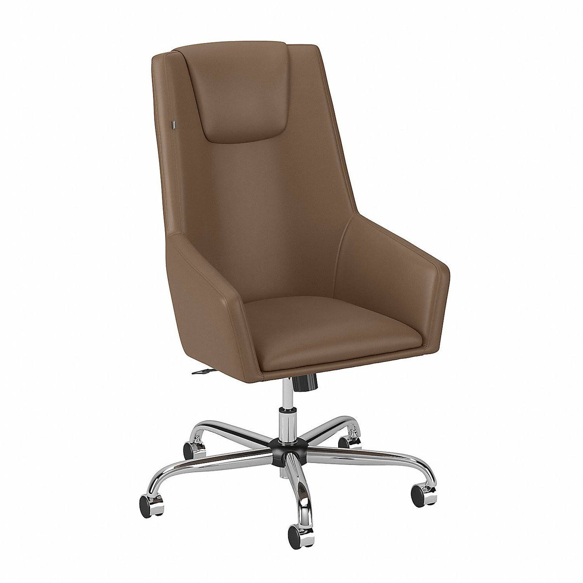 Saddle Tan Leather High Back Box Chair Q670190