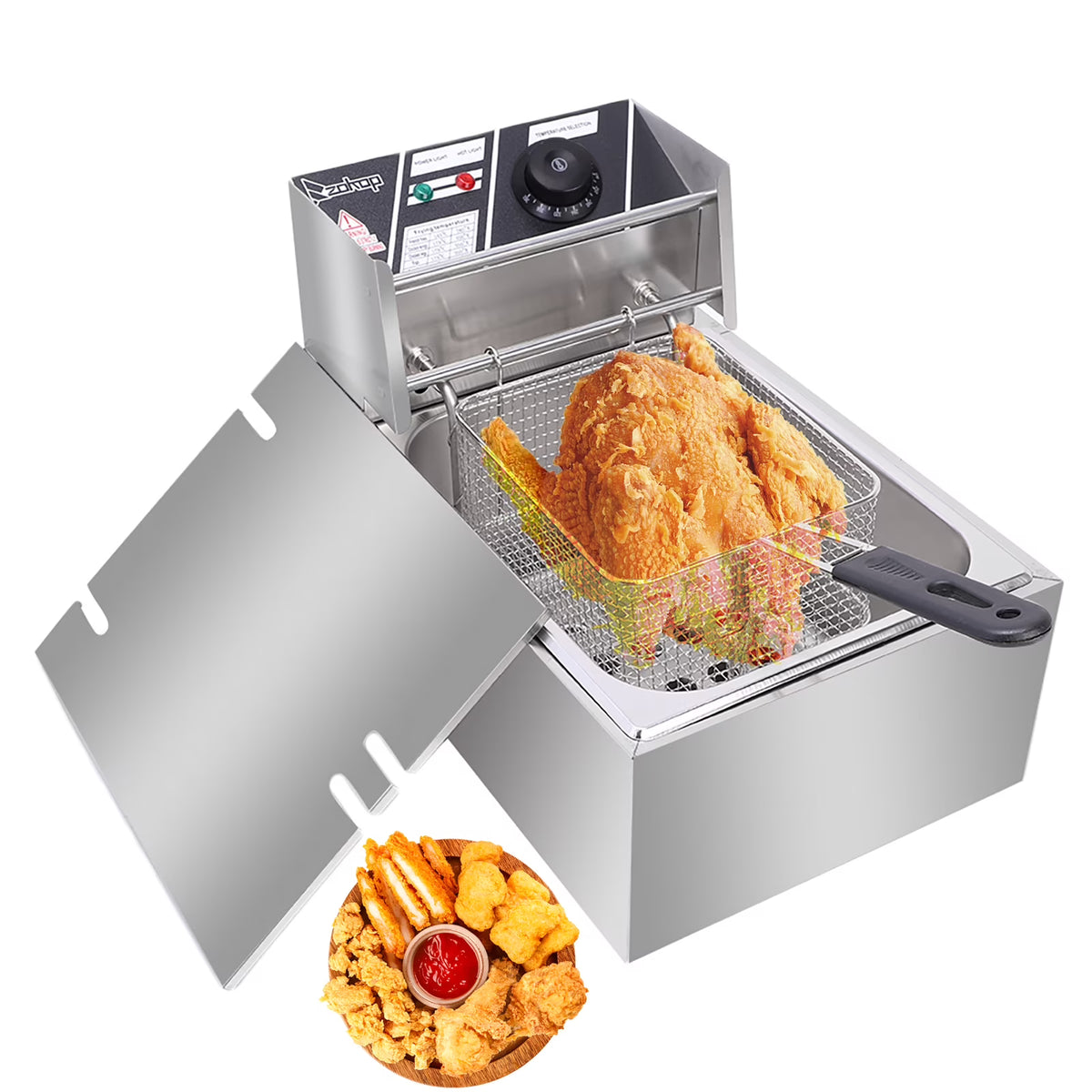6.3QT 2500W Stainless Steel Electric Deep Fryer W540882
