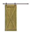 Jungle Green Stained Wood Interior Sliding Barn Door with Hardware Kit E85086