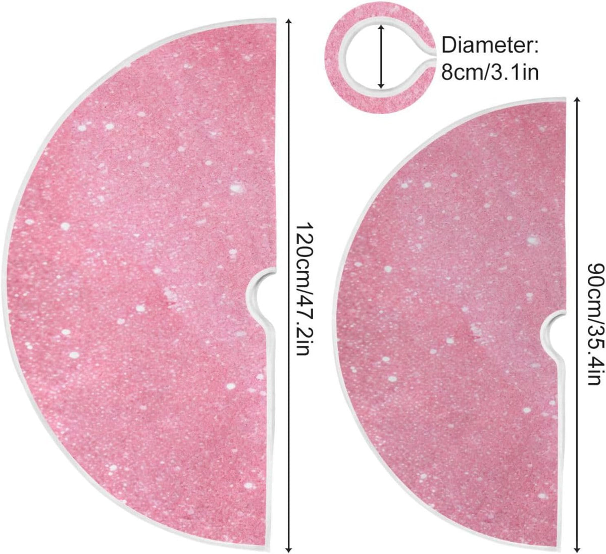 Glitter Blush Pink 47.2" Suede Christmas Tree Skirt J13698