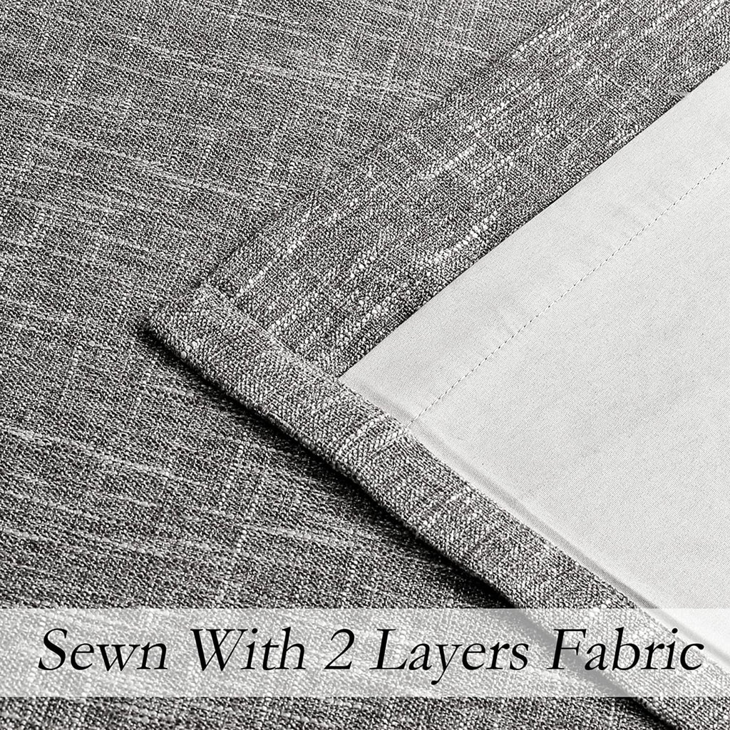 White Gray Ombre Full Blackout Curtains Linen Texture with Grommet, 50"x63"x2 M37638