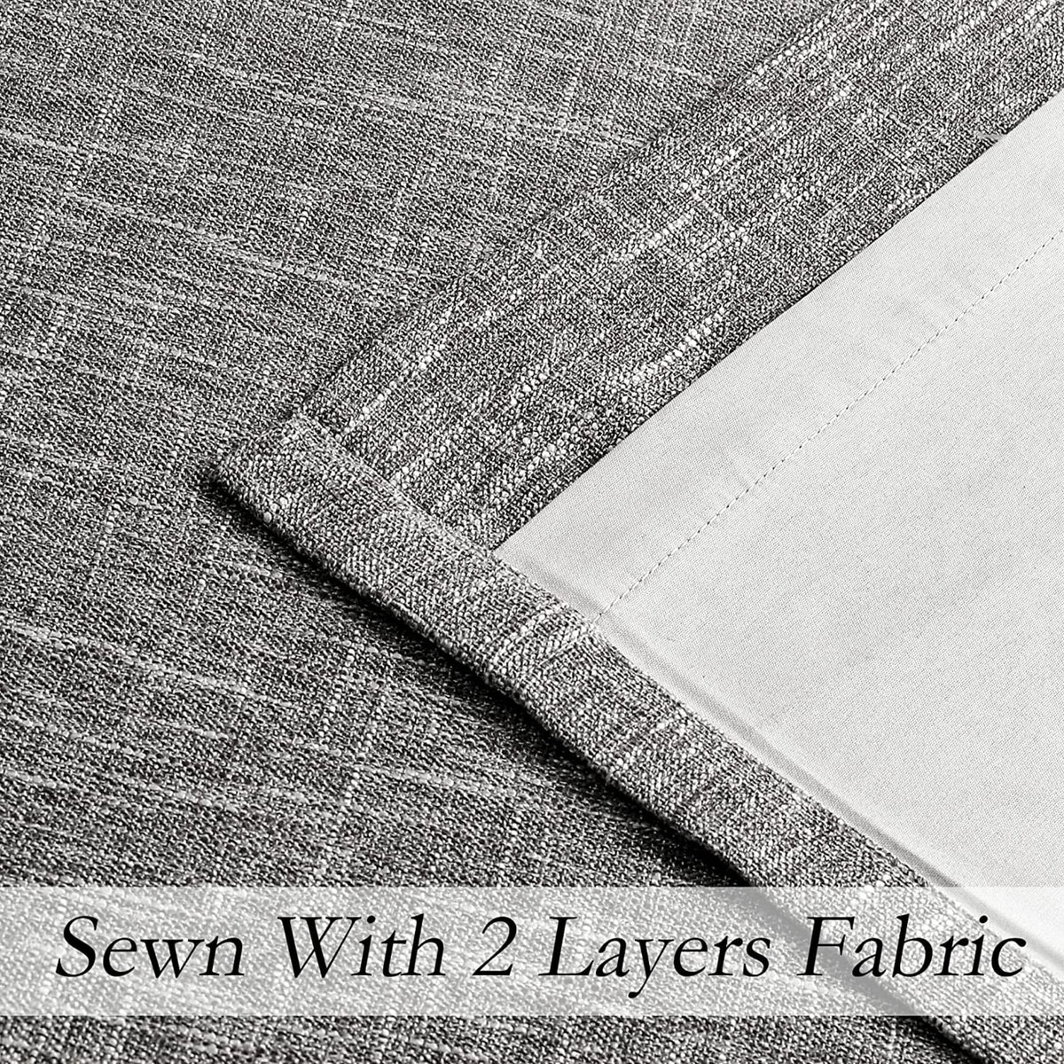 White Gray Ombre Full Blackout Curtains Linen Texture with Grommet, 50"x63"x2 M37638