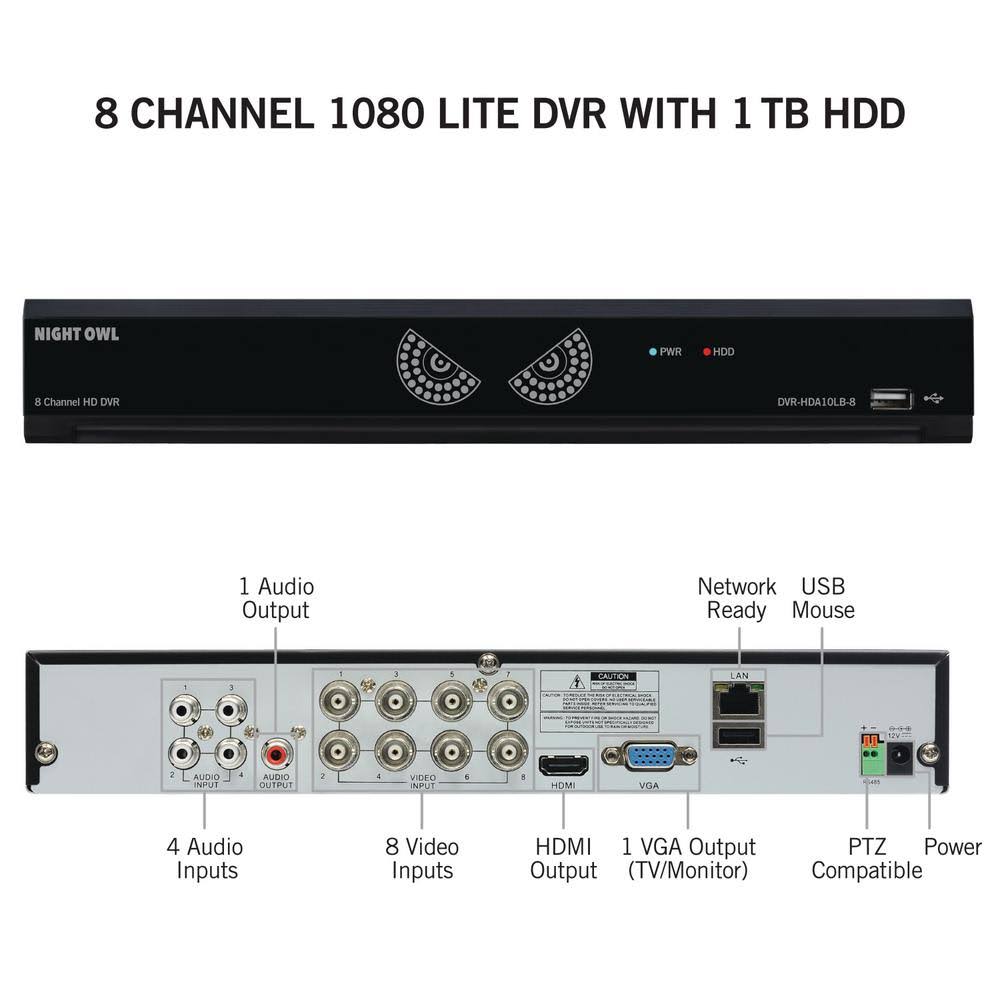 8 Channel 1080 Lite HD Analog Video Security System with 1 TB HDD and 4 x 720p HD Wired Cameras R301