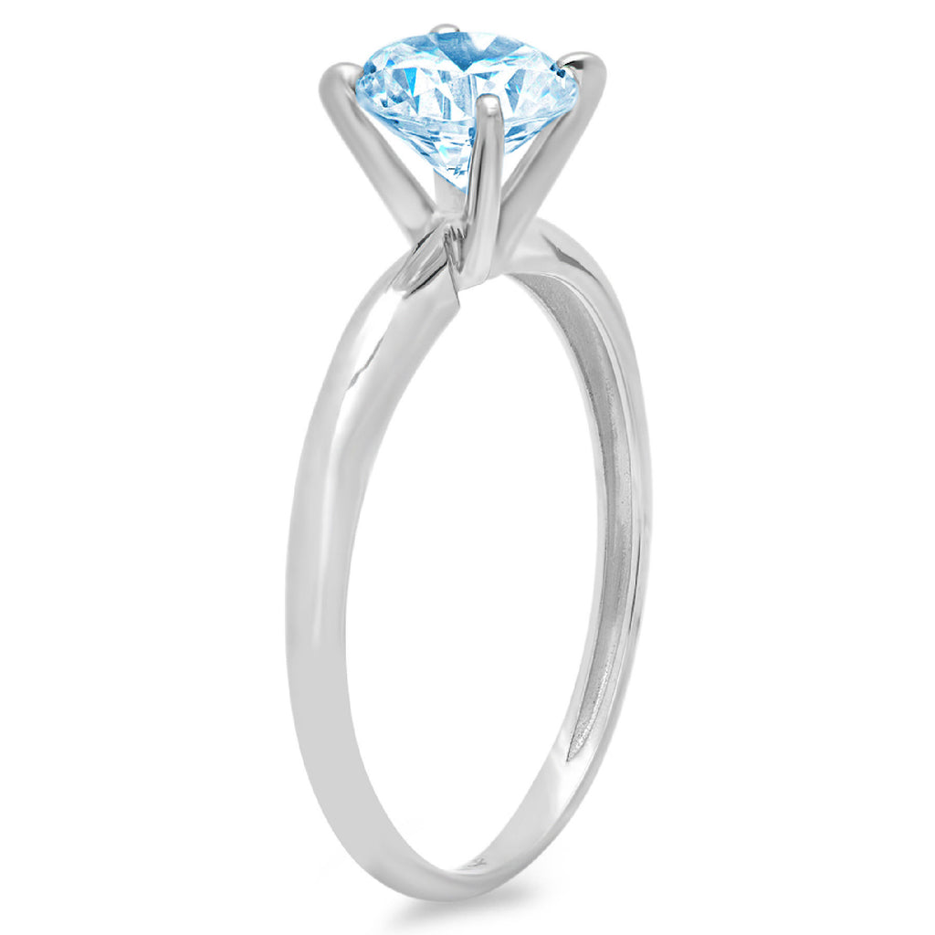2.5ct Round Cut Blue Simulated Diamond 18k White Gold Ring Size 10 W4640