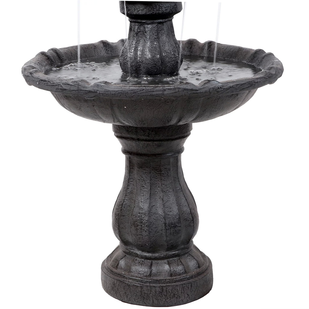 2-Tier Solar Outdoor Water Fountain with Battery Backup K531
