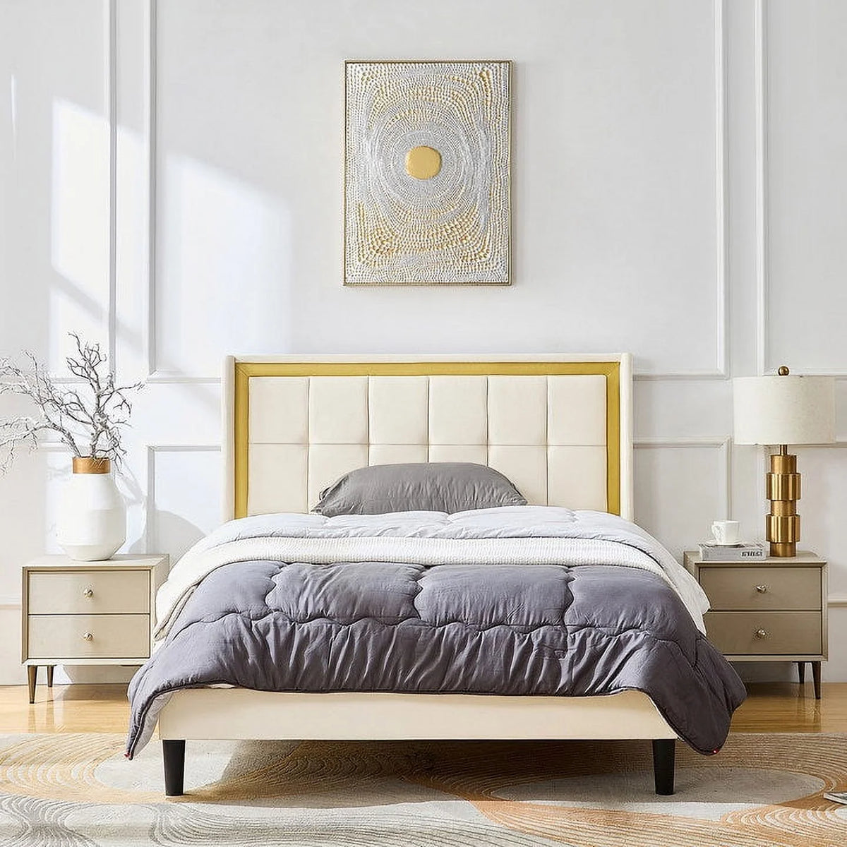Full Size Platform Bed Frame Beige G644