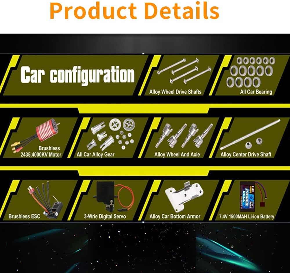 1/18 RC Car 4WD Brushless Offroad Truck with Two Rechargeable Batteries M739137