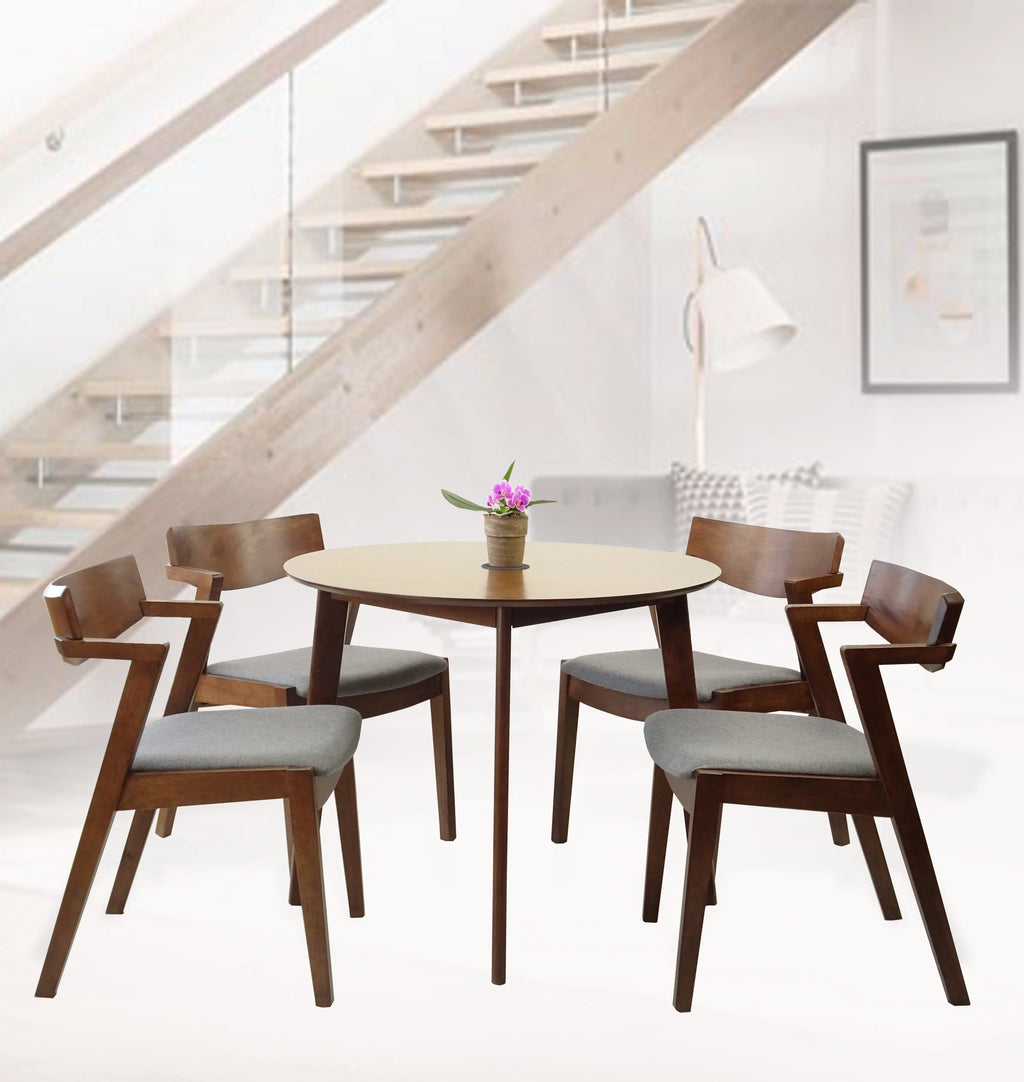 Round Wood Dining Table Medium Brown Finish Y94343