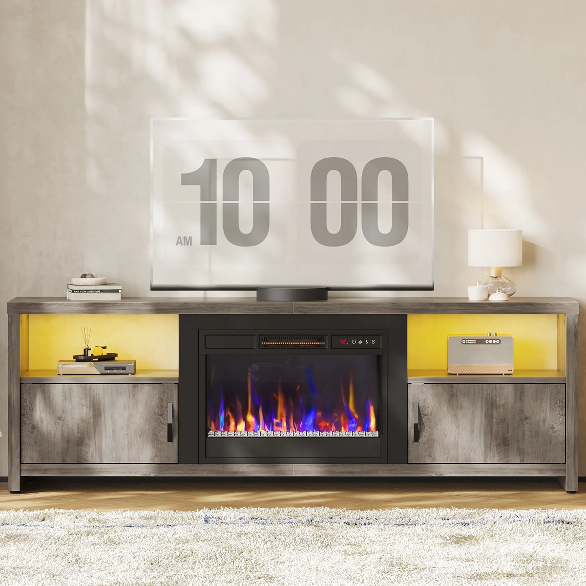 Wash Grey Electric Fireplace TV Stand P6229